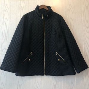 NWOT Ellen Tracy Quilted Zip Front Jacket Black